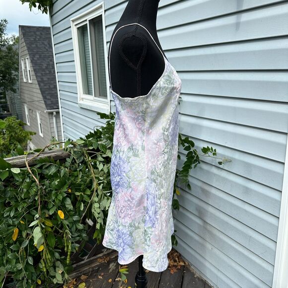 Vtg 90s Satin Slip Dress Robe Set Small Floral Romantic Sexy Honeymoon Nightgown - Picture 7 of 15